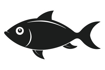 Isolated Black Fish Silhouette, Marine Wildlife Icon, Sharp Fin, Aquatic Animal