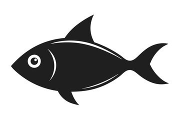 Obraz premium Minimalist Fish Silhouette Design, Aquatic Animal Icon, Black and White Sea Creature