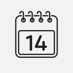 Vector icon page calendar - day 14