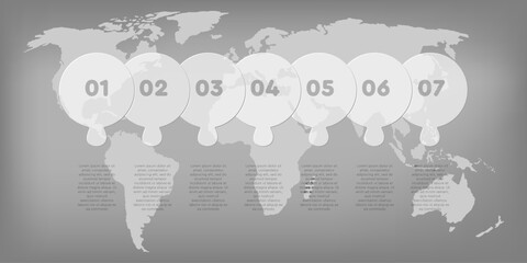Transparent diagram infographic process on 7 steps