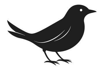 Obraz premium Simple Black Bird Silhouette Isolated on White Background, Bird Icon, Animal