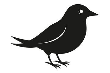 Obraz premium Simple Black Bird Silhouette. Minimalist Bird Icon. Bird on White