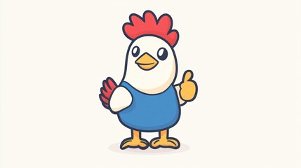 Cartoon chicken giving thumbs up, happy expression