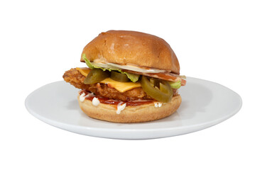 Spicy Chicken Sandwich with Jalapeños and Cheese