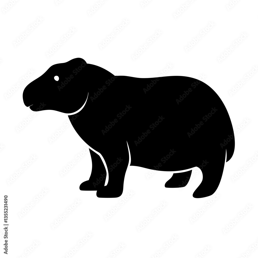 Poster an elegant silhouette of a capybara. the simple design captures the essence of this unique animal, s