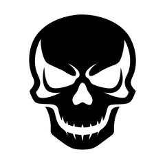 Fototapeta premium a scary skull icon, black and white with intimidating eyes and teeth
