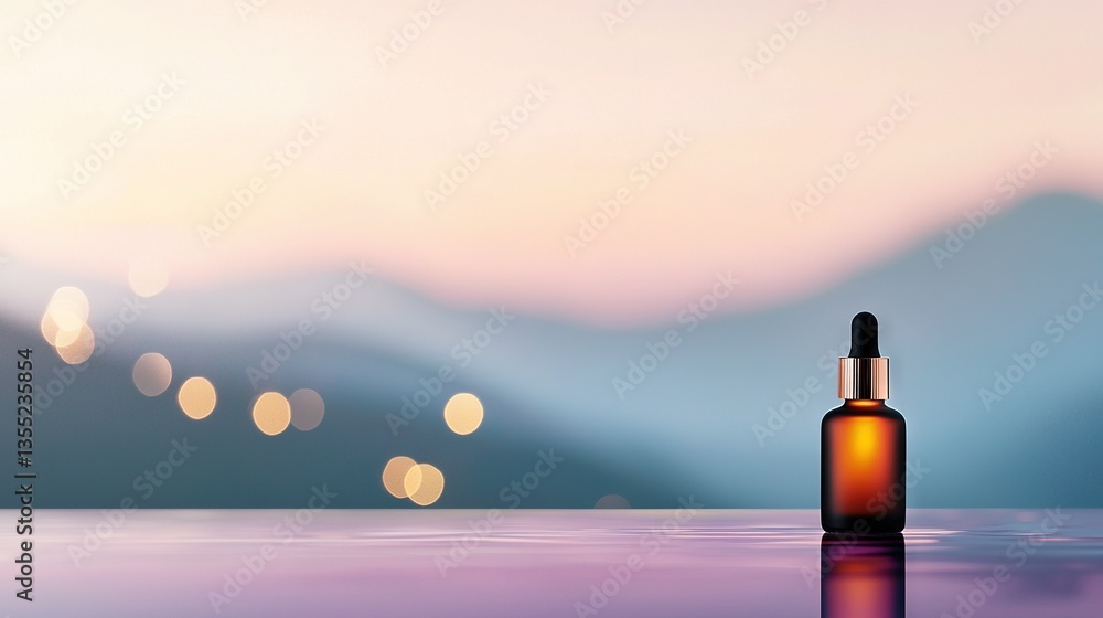 Poster a bottle with a dropper sits atop a table, adjacent to another bottle with a dropper affixed