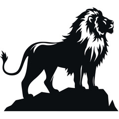 Lion roaring silhouette black color vector 