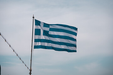 Greek flag blowing in the wind, Greece nation in Europe