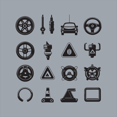 Car Parts and Accessories Icon Set,Automotive Repair Tools Icon Collection,Vehicle Maintenance Equipment Icons,Car Service and Garage Tools Icons,Auto Repair and Spare Parts Icon Pack