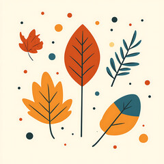 Autumn leaves flat design illustration.