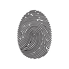 finger print fingerprint lock secure security logo vector icon on transparent background