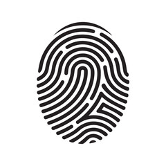 finger print fingerprint lock secure security logo vector icon on transparent background