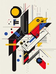 Abstract geometric art with primary color palette.