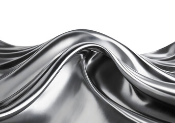 Obraz premium Abstract fluid metal bent form. Metallic shiny curved wave in motion. Cut out design element steel texture effect.