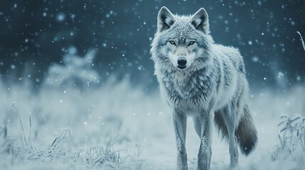 Obraz premium Gray Wolf Winter Landscape