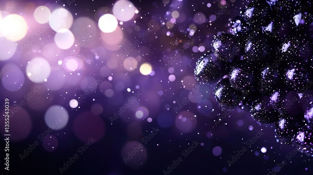 Poster a sharp photo of a deep purple background with numerous radiant circles of light emanating from the 