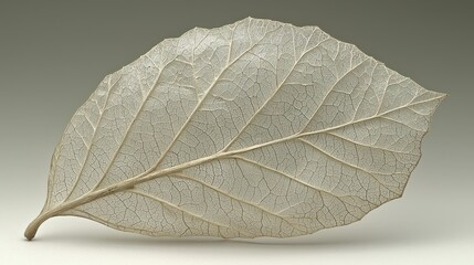 Obraz premium Delicate, dried leaf, showcasing intricate vein patterns against a muted background. Detailed texture visible