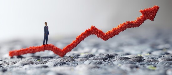 Businessman Standing on Top of an Arrow-Shaped Graph