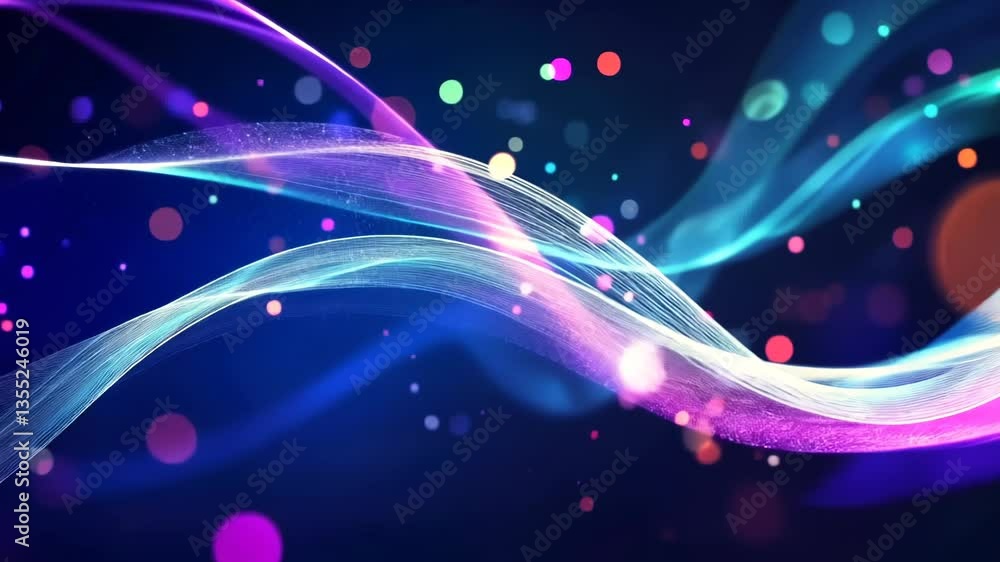 Poster colorful abstract wave patterns dance on a dark background showcasing vibrant lights and textures in