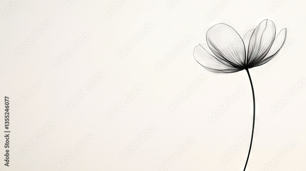 Aufkleber a monochrome image of a bloom against a white backdrop with another monochrome depiction of the same
