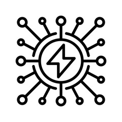 Smart Grid Line Icon, Outline Symbol for Advanced Energy Distribution, Intelligent Power Systems, Renewable Energy Integration, and Digital Grid Technology. Vector Sign Icon.