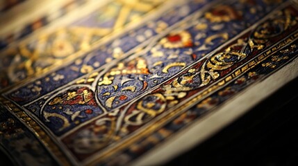 Ornate blue and gold illuminated manuscript detail