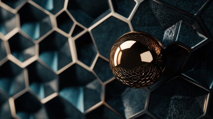 Golden sphere in a honeycomb-patterned wall