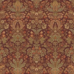 A Close Up Of A Wallpaper With A Pattern Of Flowers And Leaves