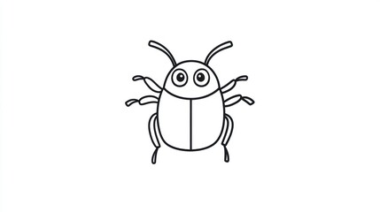 Cartoon bug illustration, simple, outline style, for children's book or coloring page