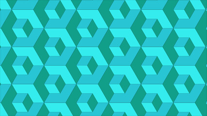 3D Stacked Cube Pattern. An optical illusion geometric pattern of interconnected hexagons. This pattern creates a three-dimensional effect with the impression of prominent cubes, drawing attention!