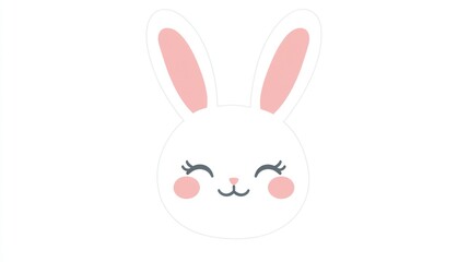 Cute cartoon bunny face, simple design, suitable for children's products, Easter cards, or social media