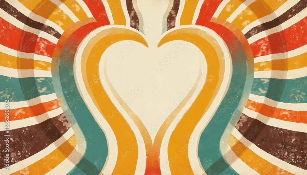 Fototapete vibrant retro design featuring multicolored stripes in symmetrical pattern on white background. abst