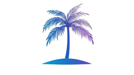Gradient Palm Tree Silhouette on White Background Ideal for Nature Relaxation and Design Pro