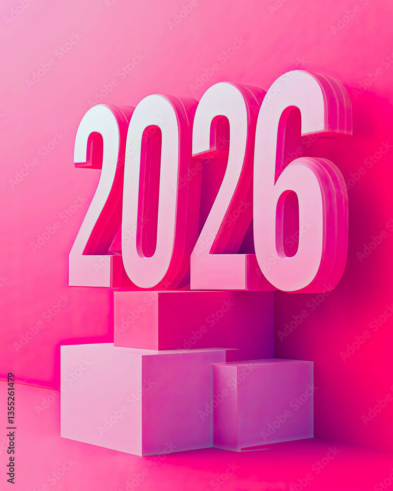 Poster stunning illustration of vibrant 2026 numbers displayed on pastel background with playful design