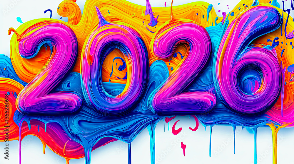 Poster bright and colorful representation of the upcoming year captured with artistic flair and creativity