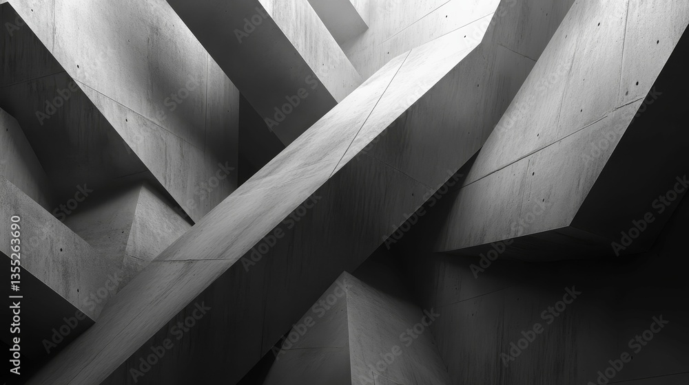 Poster abstract concrete structures interplay with light shadows