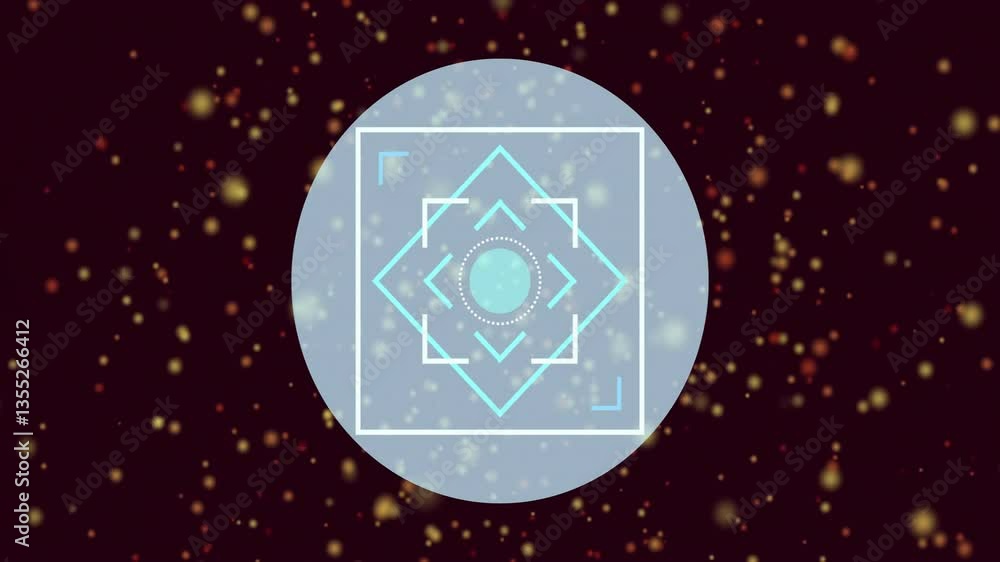 Poster creating dynamic abstract animation with geometric shapes and glowing particles