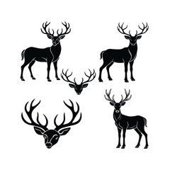 Black silhouette of a majestic deer with large antlers