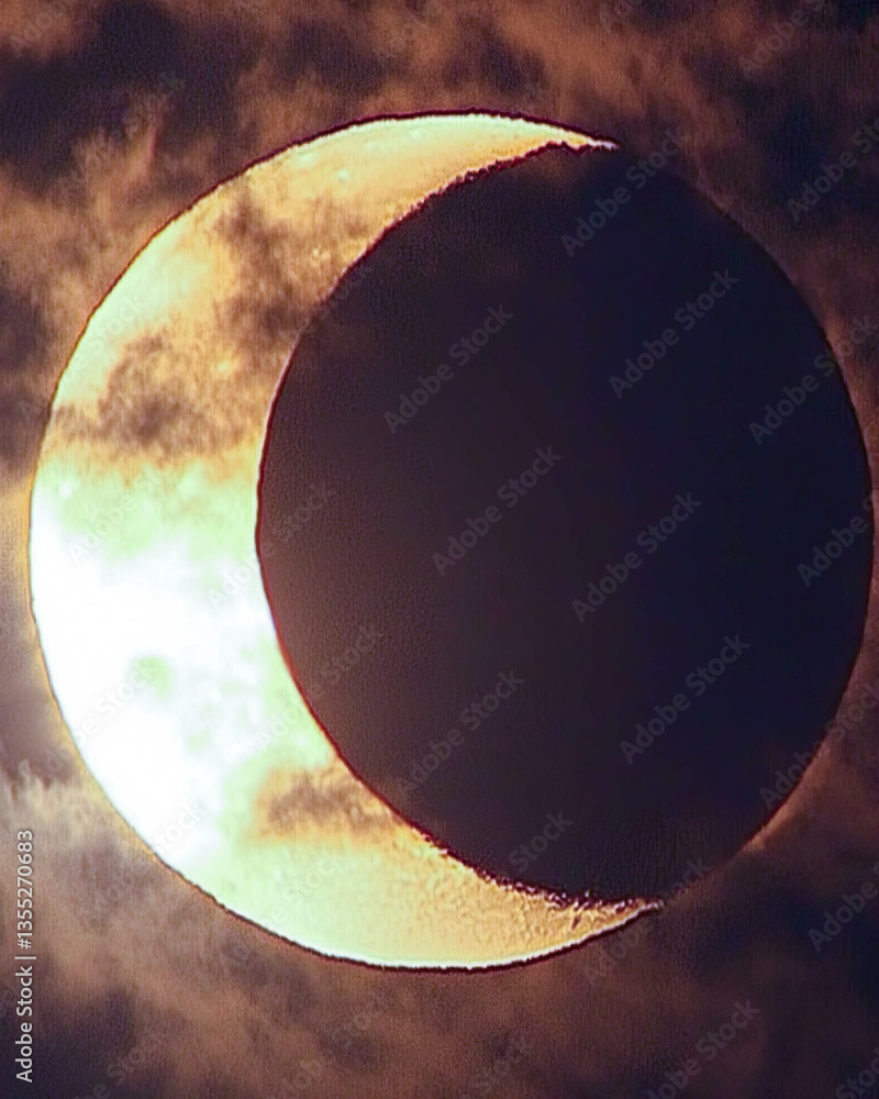 Poster Fascinating celestial event showcasing a UFO sighting during a solar eclipse in the twilight sky