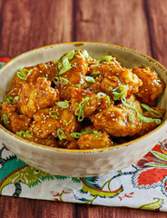 honey teriyaki chicken topped with green onion