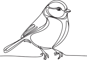 Titmouse Vector Drawing – Minimalist Avian Design