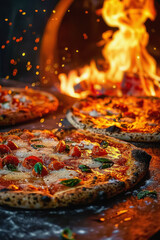 A photograph of a succulent Italian pizza in the oven