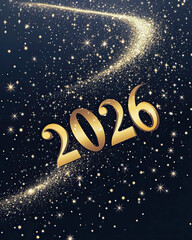 Golden sparkles announce happy new year as 2026 shines in celebration of the upcoming holiday season