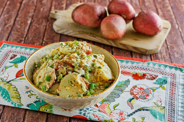 German style potato salad with a mustard vinegar dressing