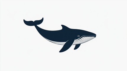 Fototapeta premium Whale Silhouette Minimalist Marine Life Illustration for Ocean Themes and Designs