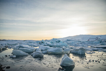 panorama at Jökulsárlón, the glacier lagoon in Iceland