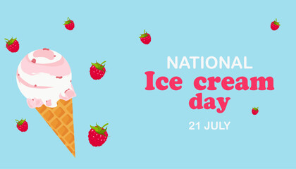 National ice cream day. Holiday concept. Template for background, banner, card, poster, tshirt with text inscription