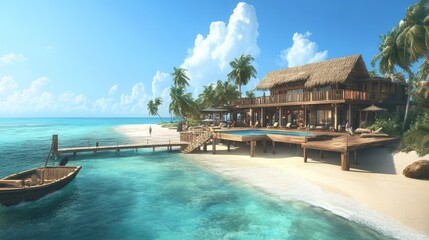 Obraz premium Luxury Tropical Getaway: Beachfront Villa Paradise