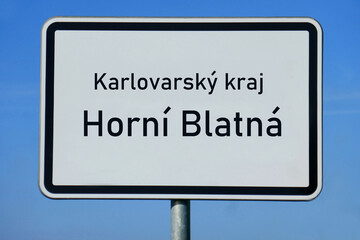Ortsschild Karlovarský kraj Horní Blatná